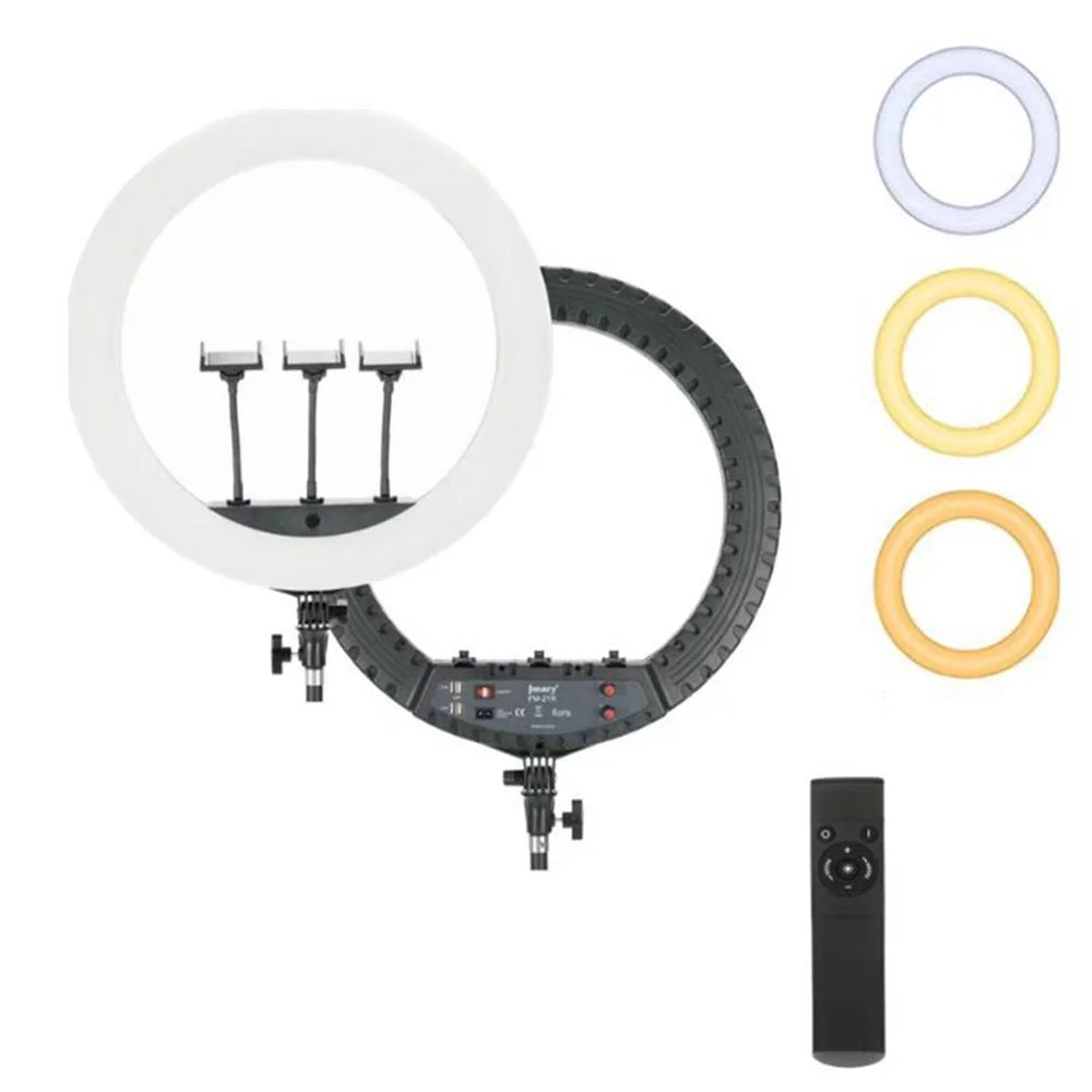 JMARY FM-21R 21-inch Remote Control Dimmable LED Ring Light with Phone Clip - EU Plug - 1