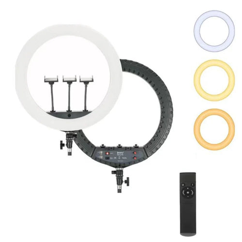 JMARY FM-21R 21-inch Remote Control Dimmable LED Ring Light with Phone Clip - EU Plug - 1