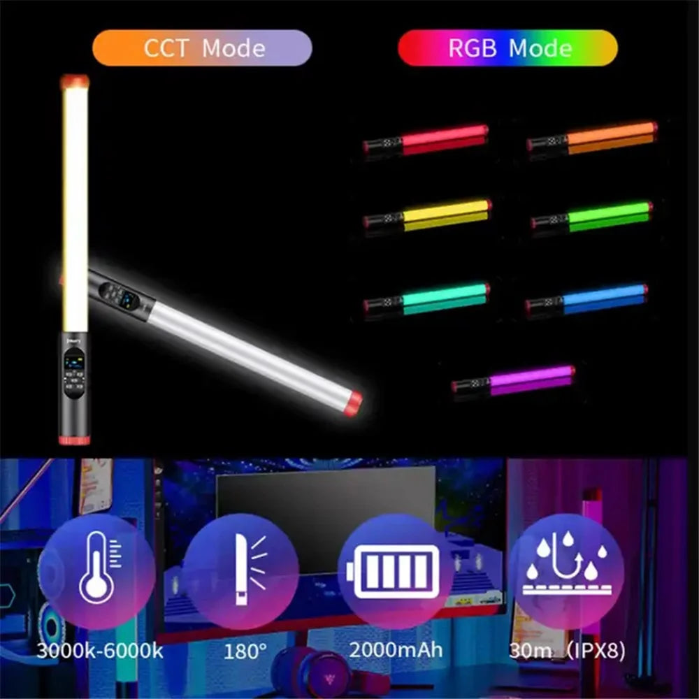 JMARY FM-128RGB Outdoor Photography Light Waterproof RGB Handheld LED Fill Light Stick - 4