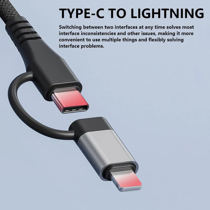 SVT02 For Iphone+Type-C Hub Adapter to 2 Type-C Ports+USB+2 Card Reader Slots - Black - 3
