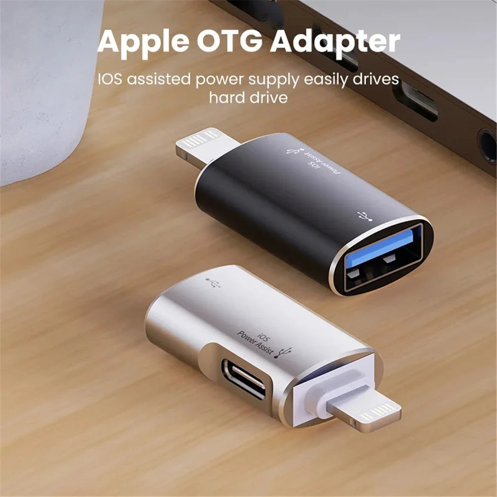 JS-103 For iPhone iPad Connector 7Pin Male to USB+Type-C Female OTG Adapter - Black - 6
