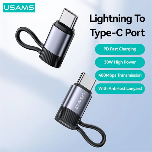 USAMS US-SJ677 AU17 PD 30W Charging Adapter Type-C Male to 8-Pin Female Converter - 2