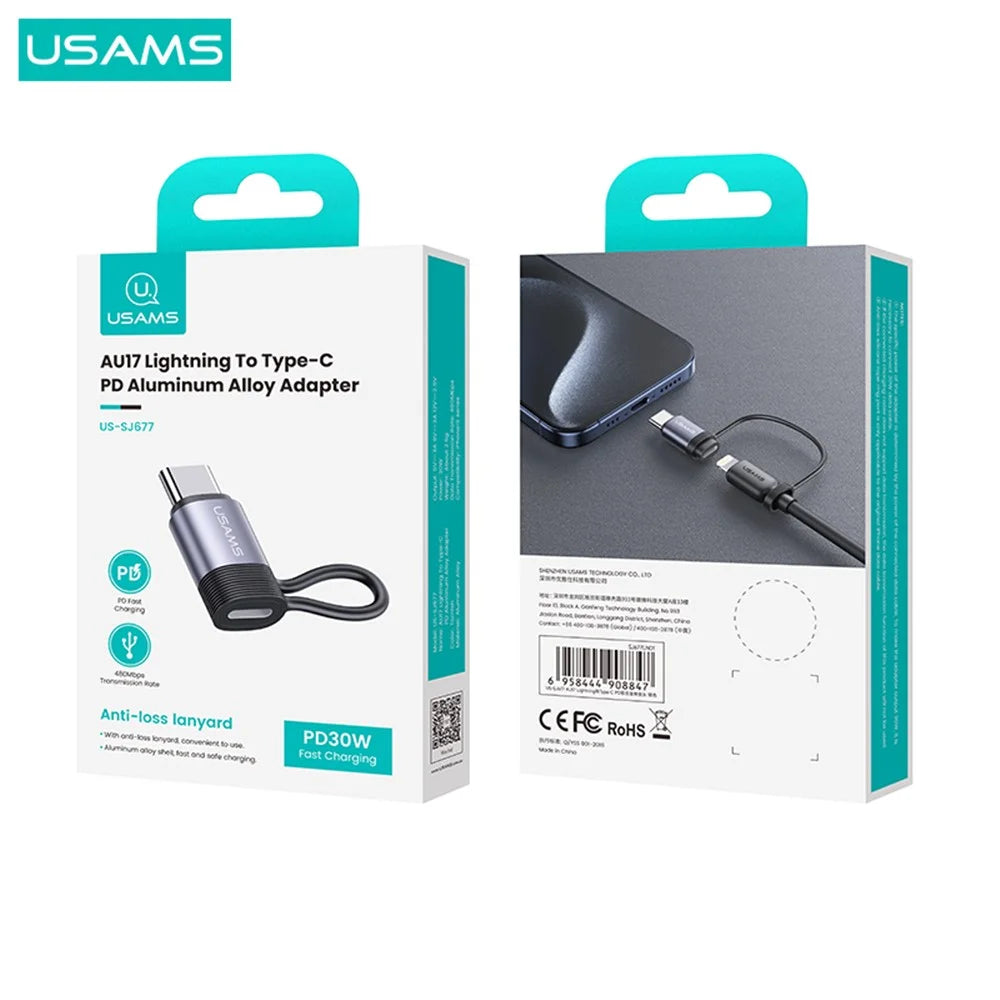 USAMS US-SJ677 AU17 PD 30W Charging Adapter Type-C Male to 8-Pin Female Converter - 7