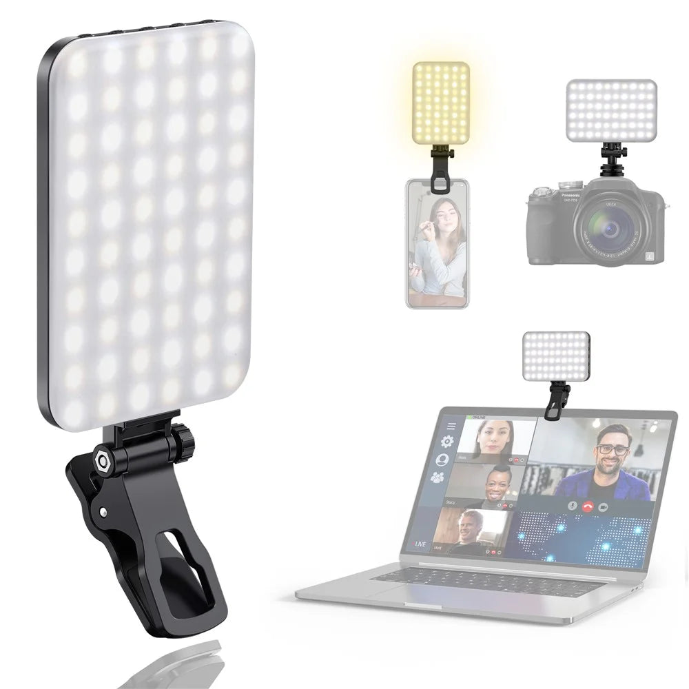 Rechargeable 60-LED Dimmable Fill Light Selfie Live Streaming Video Light for Phone Camera Computer - 1