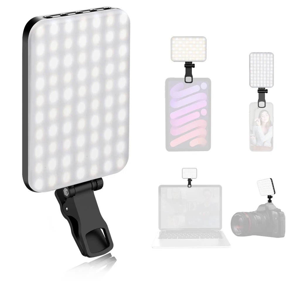 Rechargeable 60-LED Dimmable Fill Light Selfie Live Streaming Video Light for Phone Camera Computer - 2
