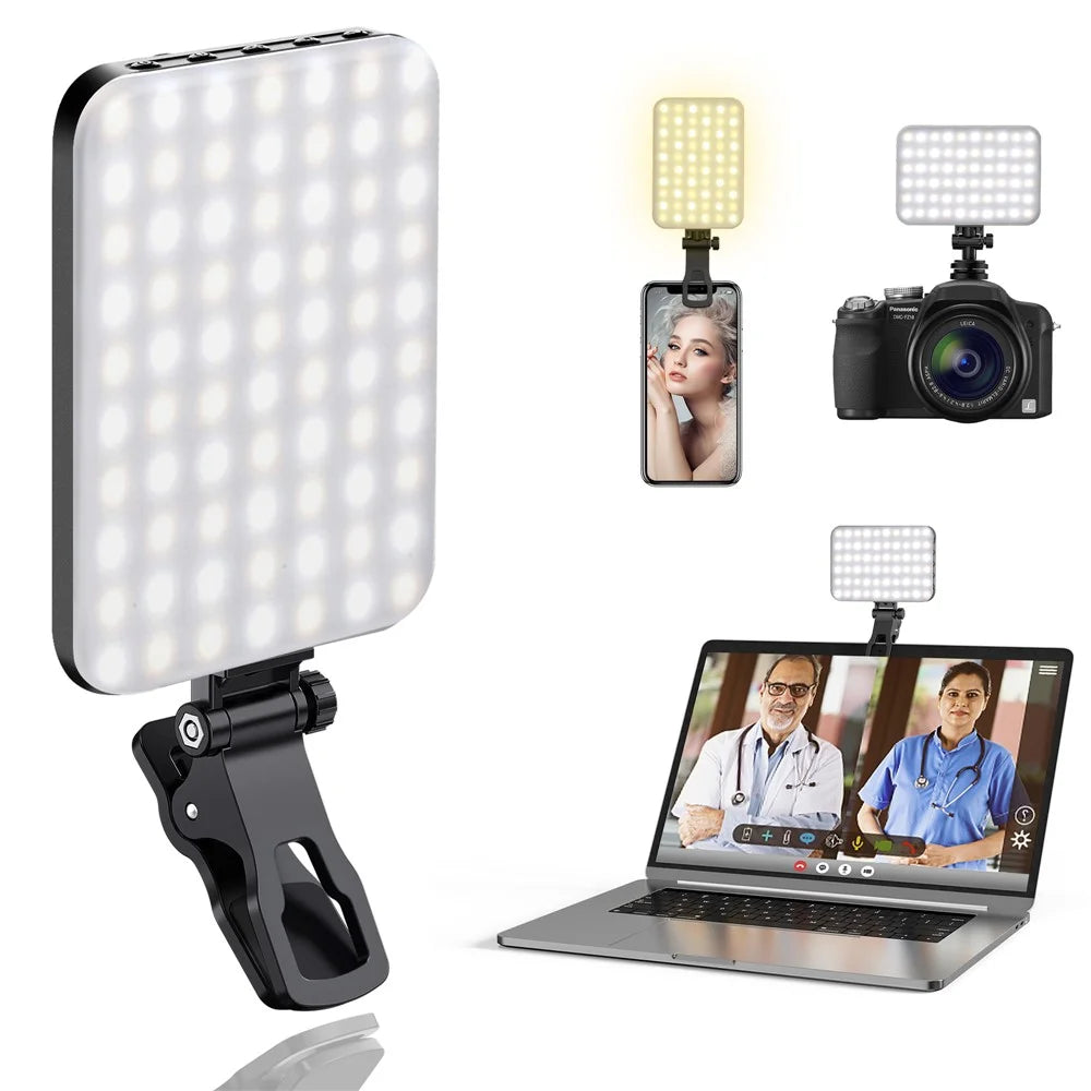 Rechargeable 60-LED Dimmable Fill Light Selfie Live Streaming Video Light for Phone Camera Computer - 3