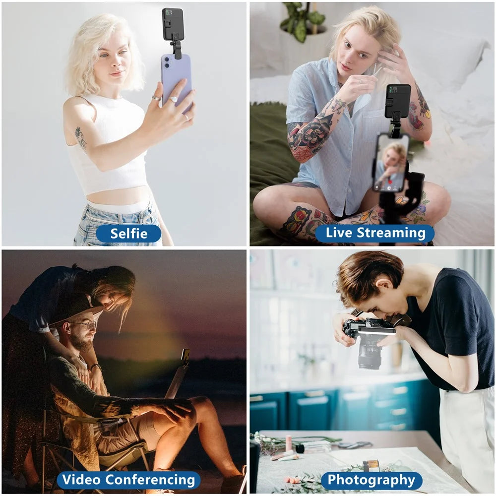 Rechargeable 60-LED Dimmable Fill Light Selfie Live Streaming Video Light for Phone Camera Computer - 6
