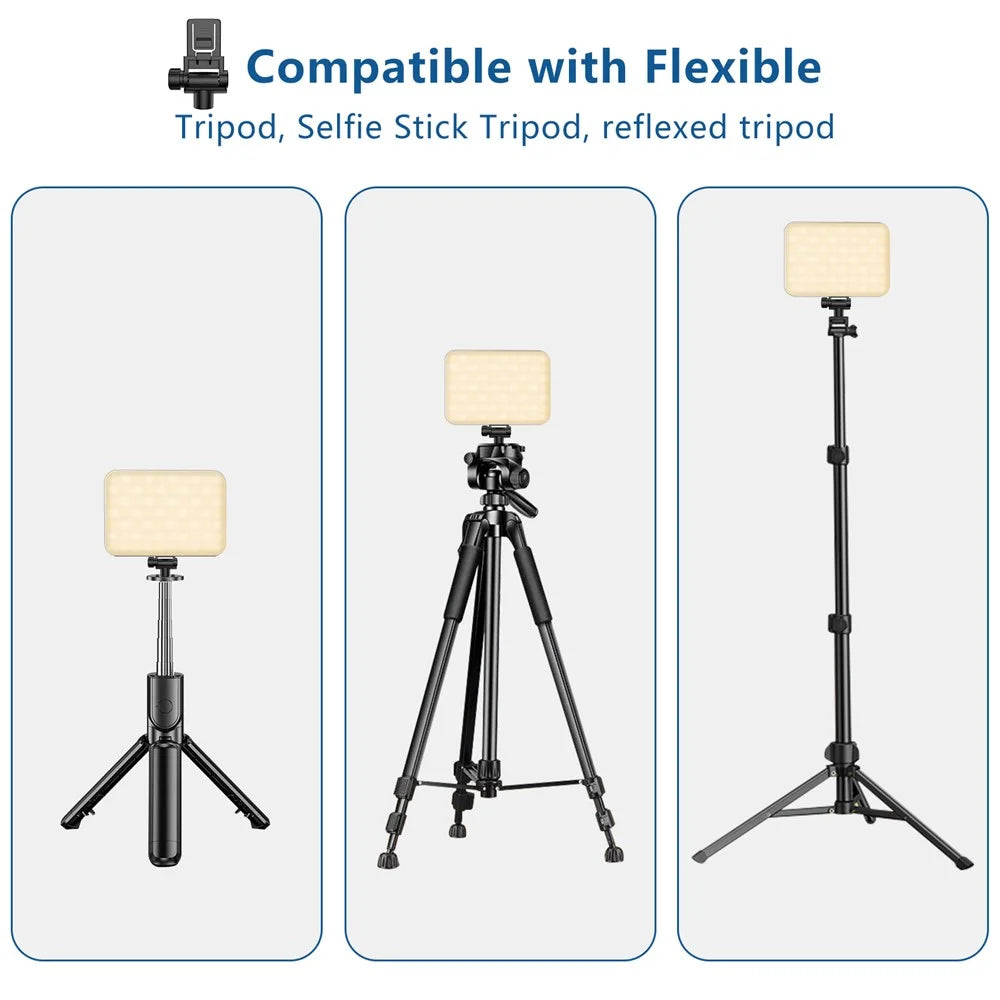 Rechargeable 60-LED Dimmable Fill Light Selfie Live Streaming Video Light for Phone Camera Computer - 7