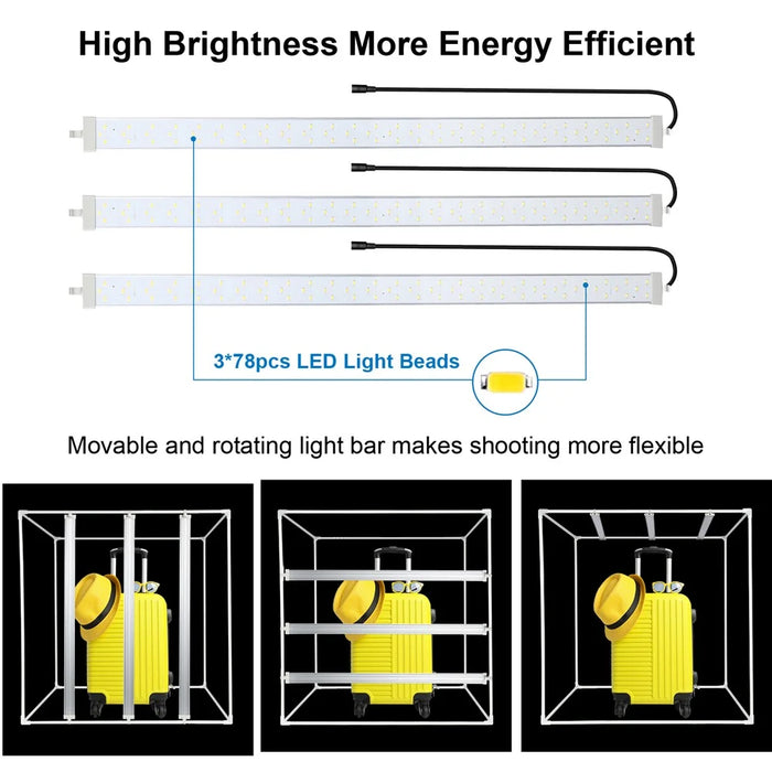 PULUZ PU5083 80W High Brightness LED Panel 80cm Photo Light Box with 3 Color Backgrounds - EU Plug - 3