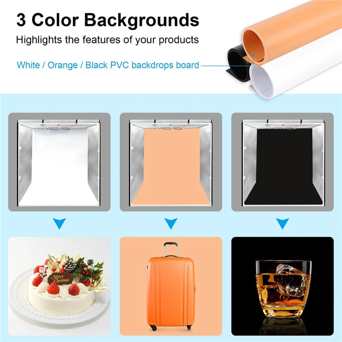 PULUZ PU5083 80W High Brightness LED Panel 80cm Photo Light Box with 3 Color Backgrounds - EU Plug - 6