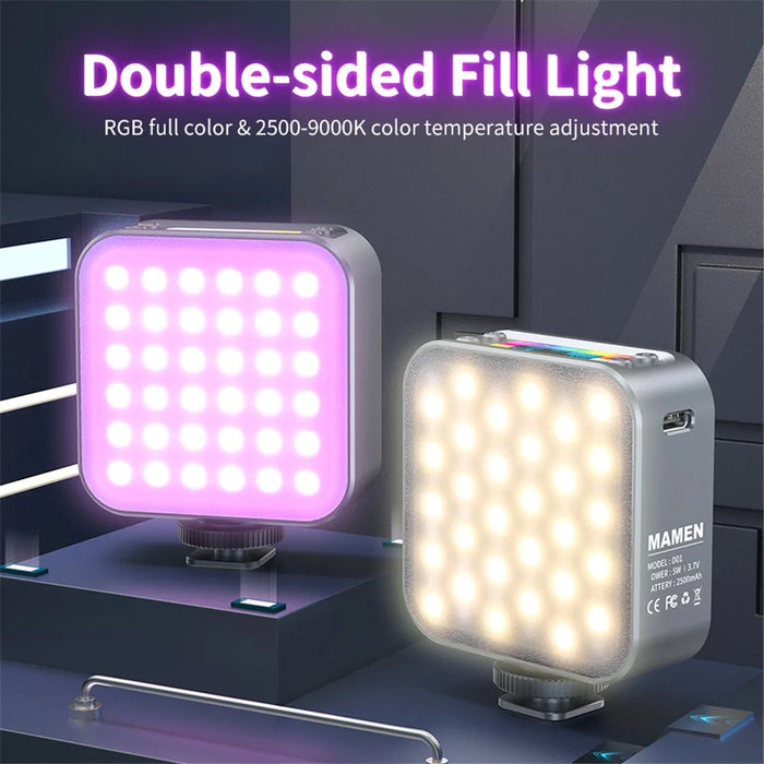 D01 Portable Mini Camera Phone RGB Fill Light Dimmable Photography LED Fill Light - 3