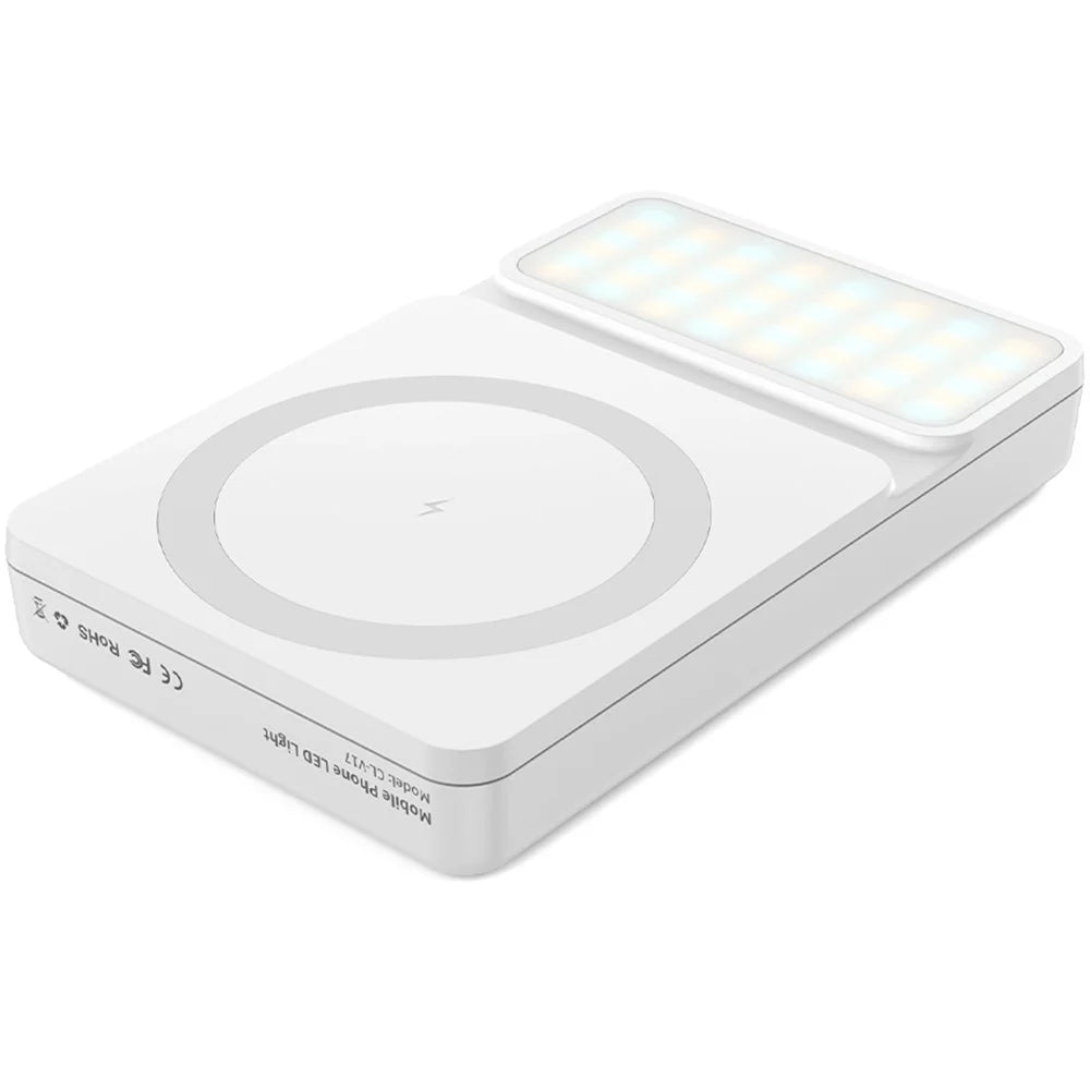 V17 Magnetic Phone Photography Lamp Wireless Charger Rechargeable Live Streaming RGB LED Fill Light - 2
