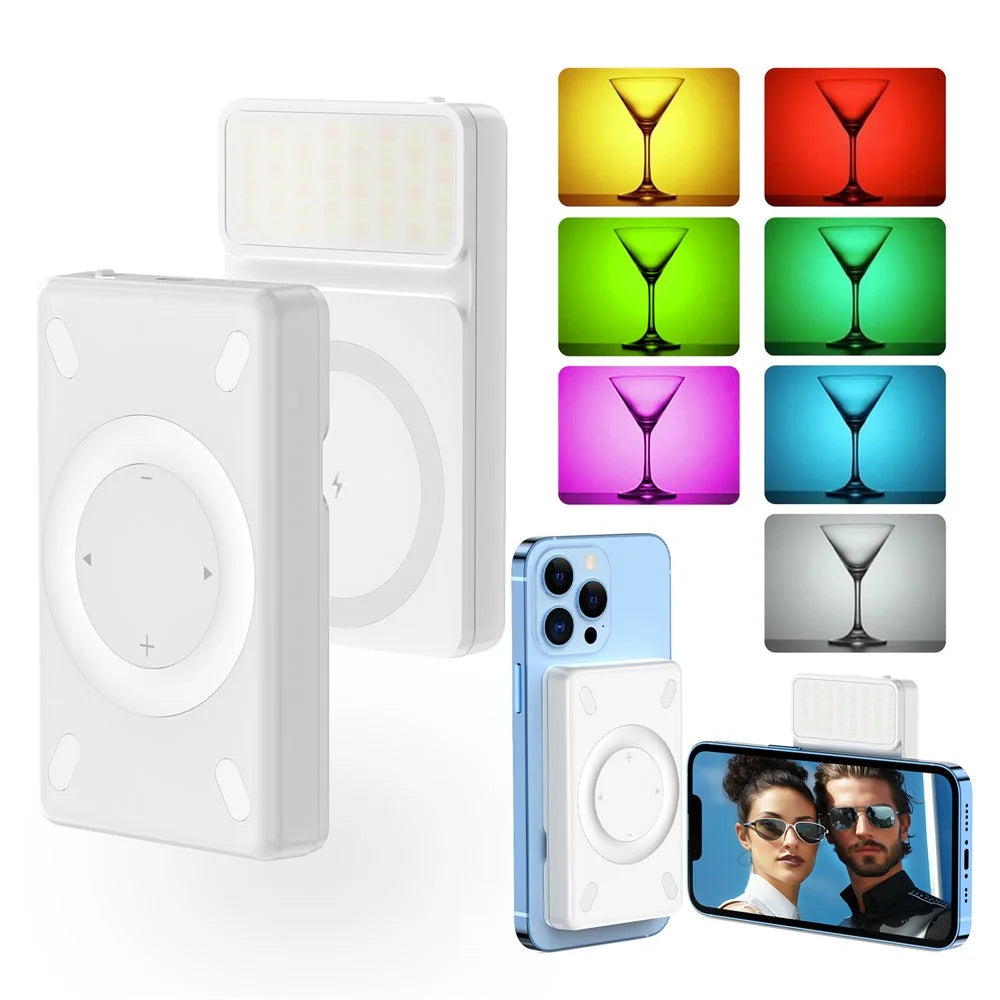 V17 Magnetic Phone Photography Lamp Wireless Charger Rechargeable Live Streaming RGB LED Fill Light - 3