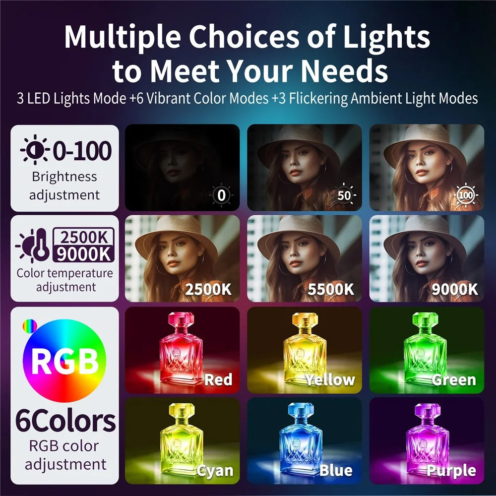 V17 Magnetic Phone Photography Lamp Wireless Charger Rechargeable Live Streaming RGB LED Fill Light - 5