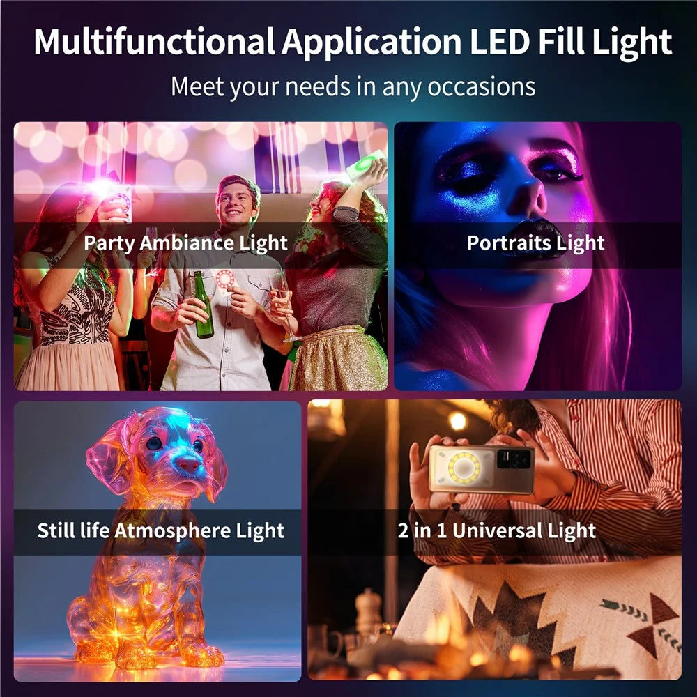 V17 Magnetic Phone Photography Lamp Wireless Charger Rechargeable Live Streaming RGB LED Fill Light - 6