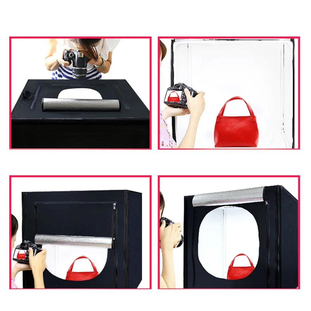 120cm Dimmable Lightbox Foldable Photography Box with 4Pcs LED Light Bar for Camera Phone Photo Shooting - EU Plug - 3
