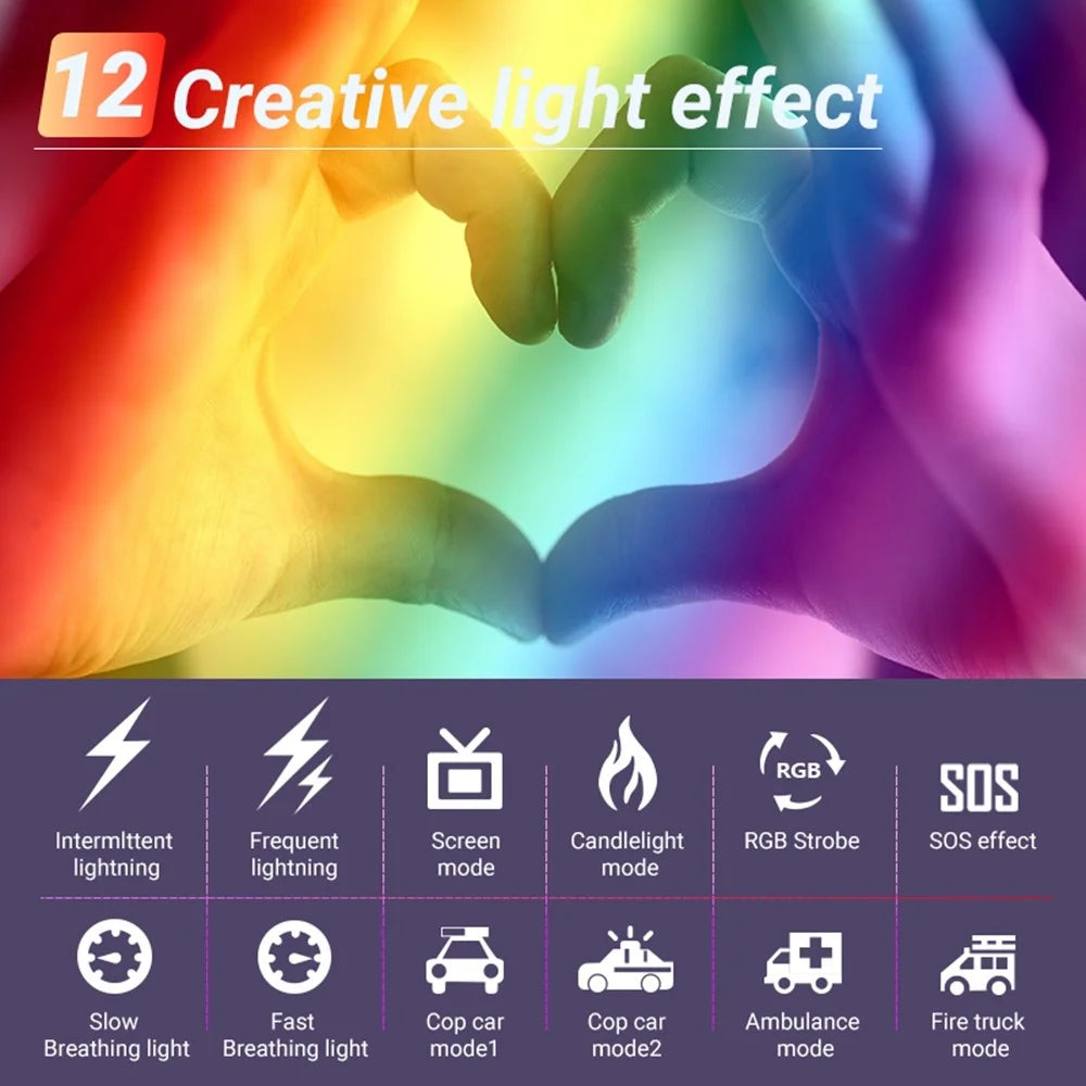 M1SE 0.96-inch TFT Screen Pocket Fill Light 12 Effects RGB Photography Lamp - 2