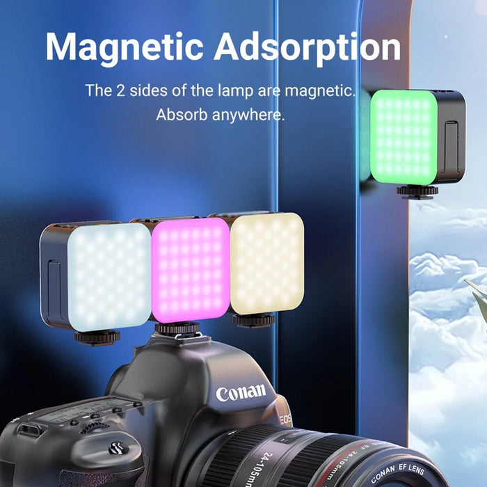 D02 Mini LED Fill Light for Live Broadcast Magnetic Adsorption Pocket RGB Video Lamp - 6