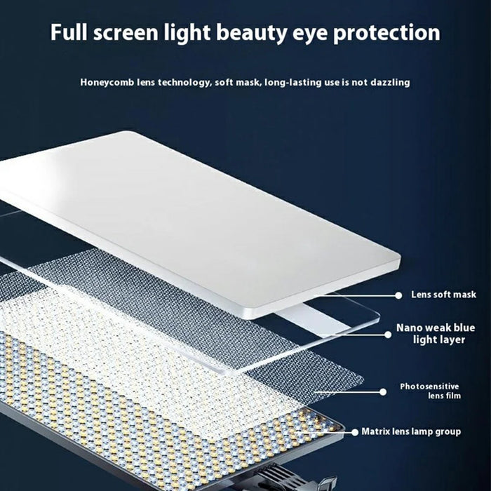 12 inch LED Video Light 2700-6500K Fill Light with Tripod Stand, Phone Holder 240 LED Panel Light - 3