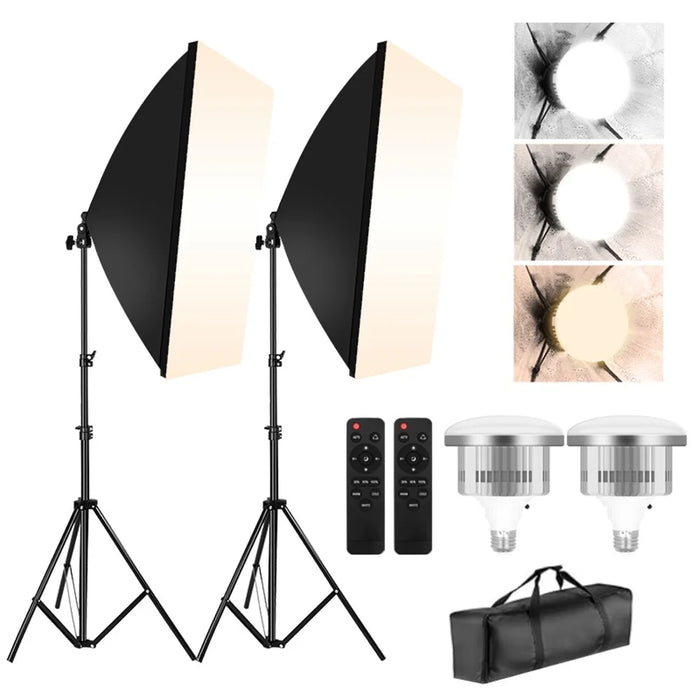 2 Sets Photography Studio Lights 3 Color Temperature 5070 LED Softbox Lighting Kit with Remote Controller - US Plug - 1