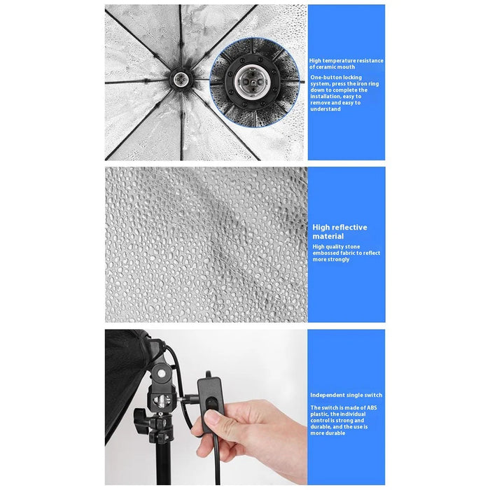 2 Sets Photography Studio Lights 3 Color Temperature 5070 LED Softbox Lighting Kit with Remote Controller - US Plug - 5