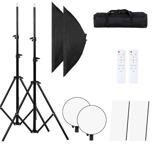 2Pcs 80W LED Softbox with 2m Tripod Stand and Remote Control Photography Studio Lighting Kit - EU Plug - 1