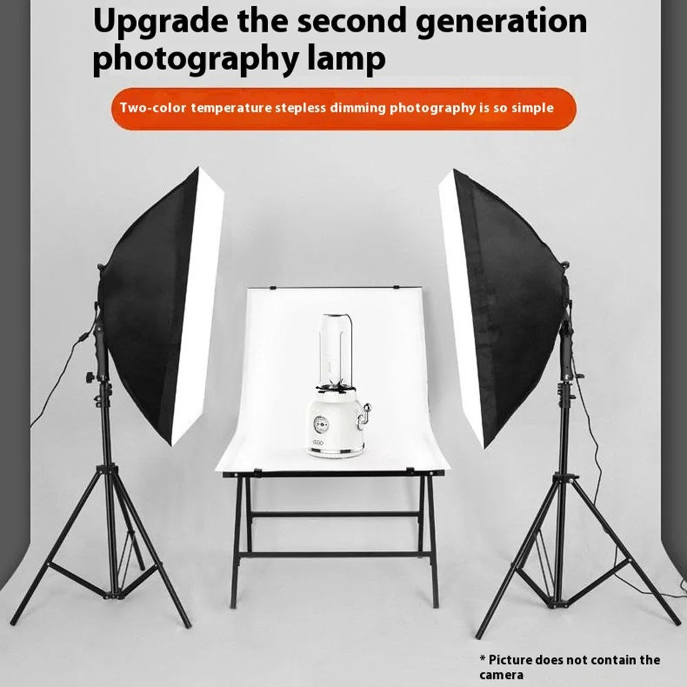 2Pcs 80W LED Softbox with 2m Tripod Stand and Remote Control Photography Studio Lighting Kit - EU Plug - 2