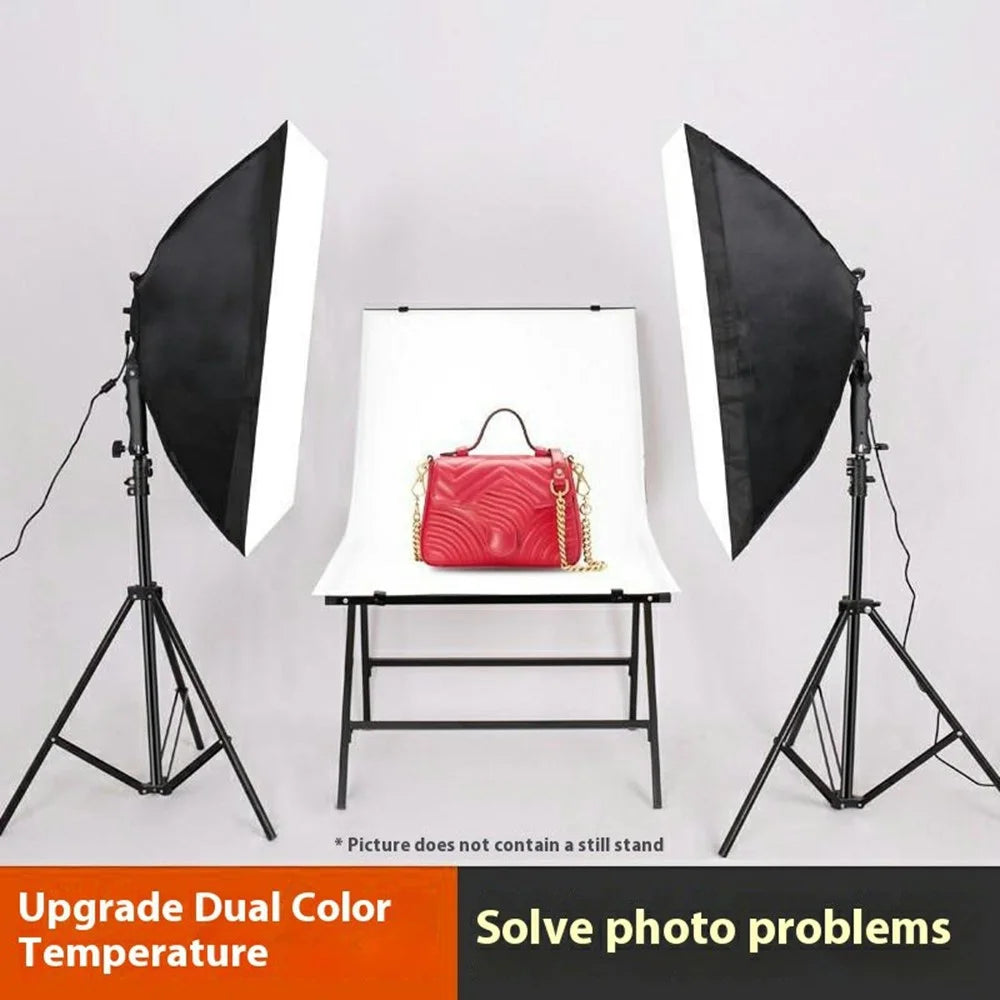 2 Sets 80W LED Softbox Photography Lighting 3 Color Temperature Short Handle Manual Control LED Video Light Kit - US Plug - 3