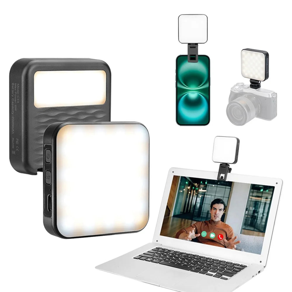 C49 Mini Portable 3 Color Temperatures Photography Video Light Phone Laptop Clip-On Dual Side Fill Light - 2