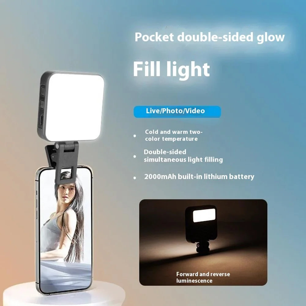 C49 Mini Portable 3 Color Temperatures Photography Video Light Phone Laptop Clip-On Dual Side Fill Light - 3