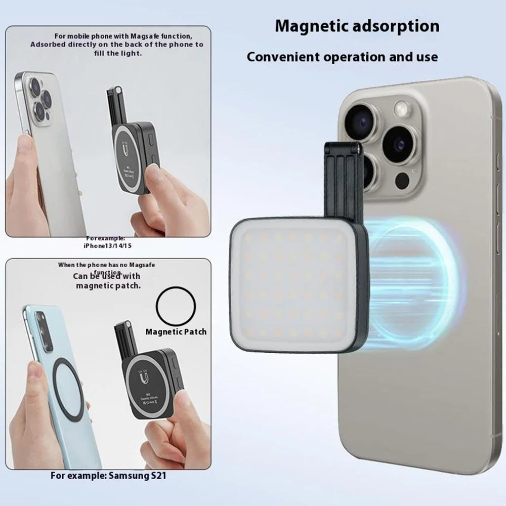 M42 Magnetic Phone Light Compatible with MagSafe Selfie Beauty Lamp Double-Sided Illumination - Black - 6