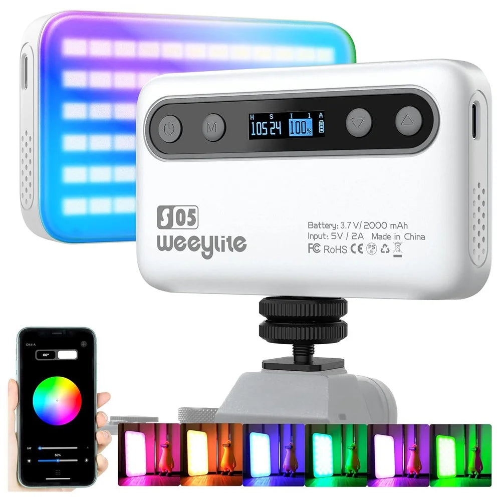 WEEYLITE S05 RGB LED Video Light App Control Portable Fill Light for Live Streaming / Photography - White - 1