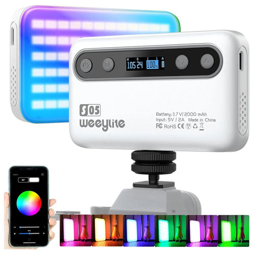 WEEYLITE S05 RGB LED Video Light App Control Portable Fill Light for Live Streaming / Photography - White - 1