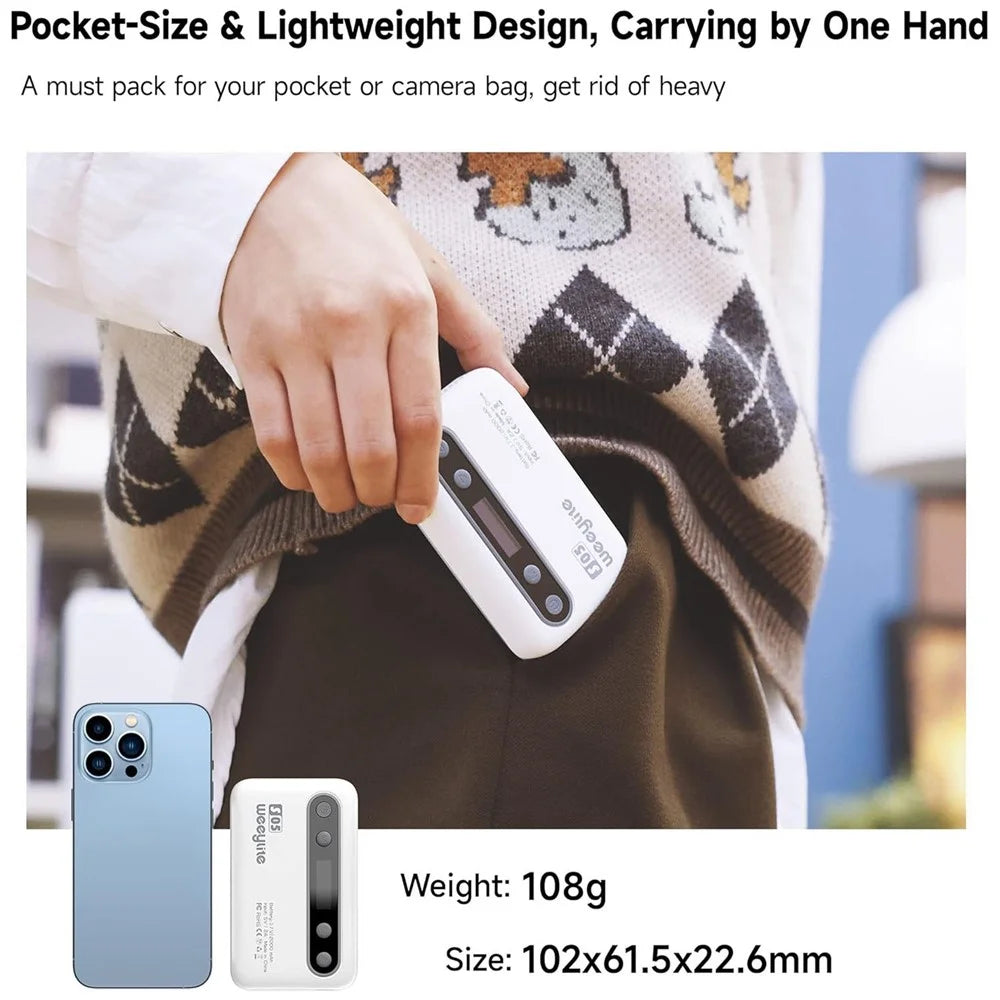 WEEYLITE S05 RGB LED Video Light App Control Portable Fill Light for Live Streaming / Photography - White - 3