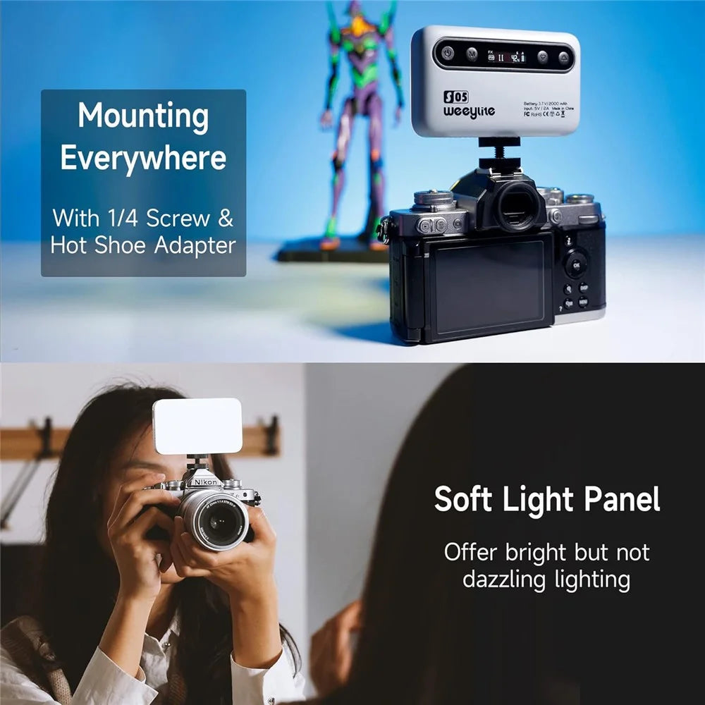 WEEYLITE S05 RGB LED Video Light App Control Portable Fill Light for Live Streaming / Photography - White - 4