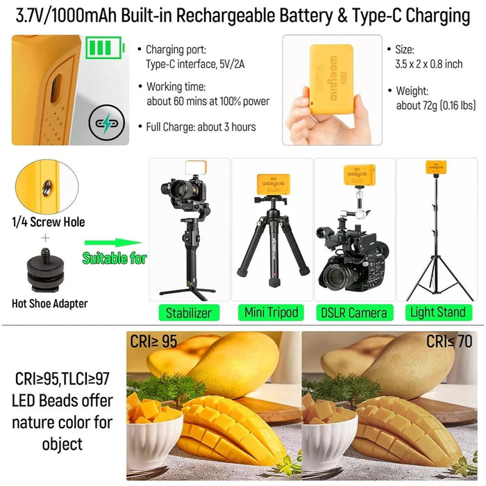 WEEYLITE S03 Portable RGB LED Video Light Full Color Photography Fill Light for Live Streaming / Outdoor Shooting - Blue - 6