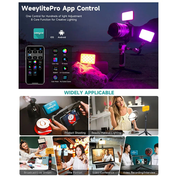 WEEYLITE S03 Portable RGB LED Video Light Full Color Photography Fill Light for Live Streaming / Outdoor Shooting - Blue - 7