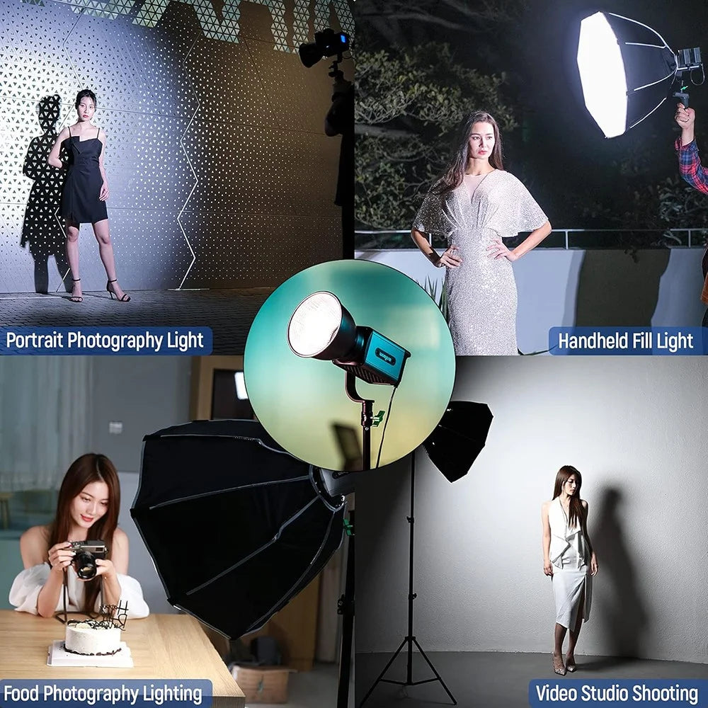 WEEYLITE Ninja 300 80W LED Studio Light with Reflector CRI 95+ 7800LM 5600K Photography Video Lamp - US Plug - 5