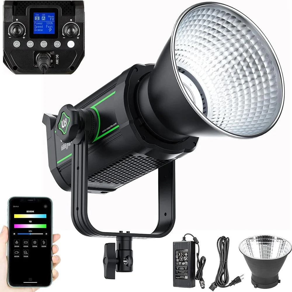 WEEYLITE Ninja 20 200W 5600K LED Video Light with Reflector Intelligent App Control Photography Lamp - US Plug - 1