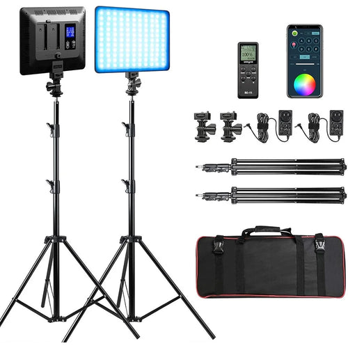 WEEYLITE Sprite20 2Pcs LED Video Lighting Kit for Video Recording Streaming RGB Color Studio Light - US Plug - 1