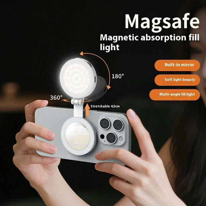 VRIG FD-04 Magnetic Ring Light for Smartphones 360 Degree Rotatable Selfie Fill Lamp with Mirror - White - 2