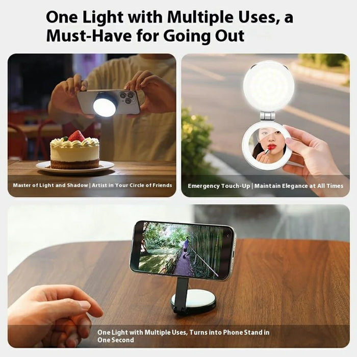 VRIG FD-04 Magnetic Ring Light for Smartphones 360 Degree Rotatable Selfie Fill Lamp with Mirror - White - 3