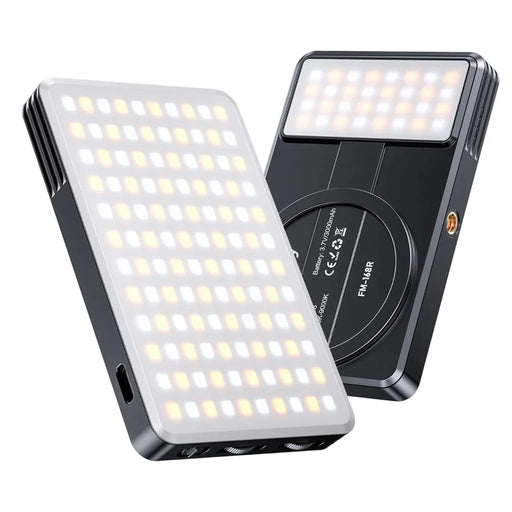 JMARY FM-168R Magnetic Phone Fill Light Dual Color Temperature 160 LED Beads Portable Video Light - Black - 1