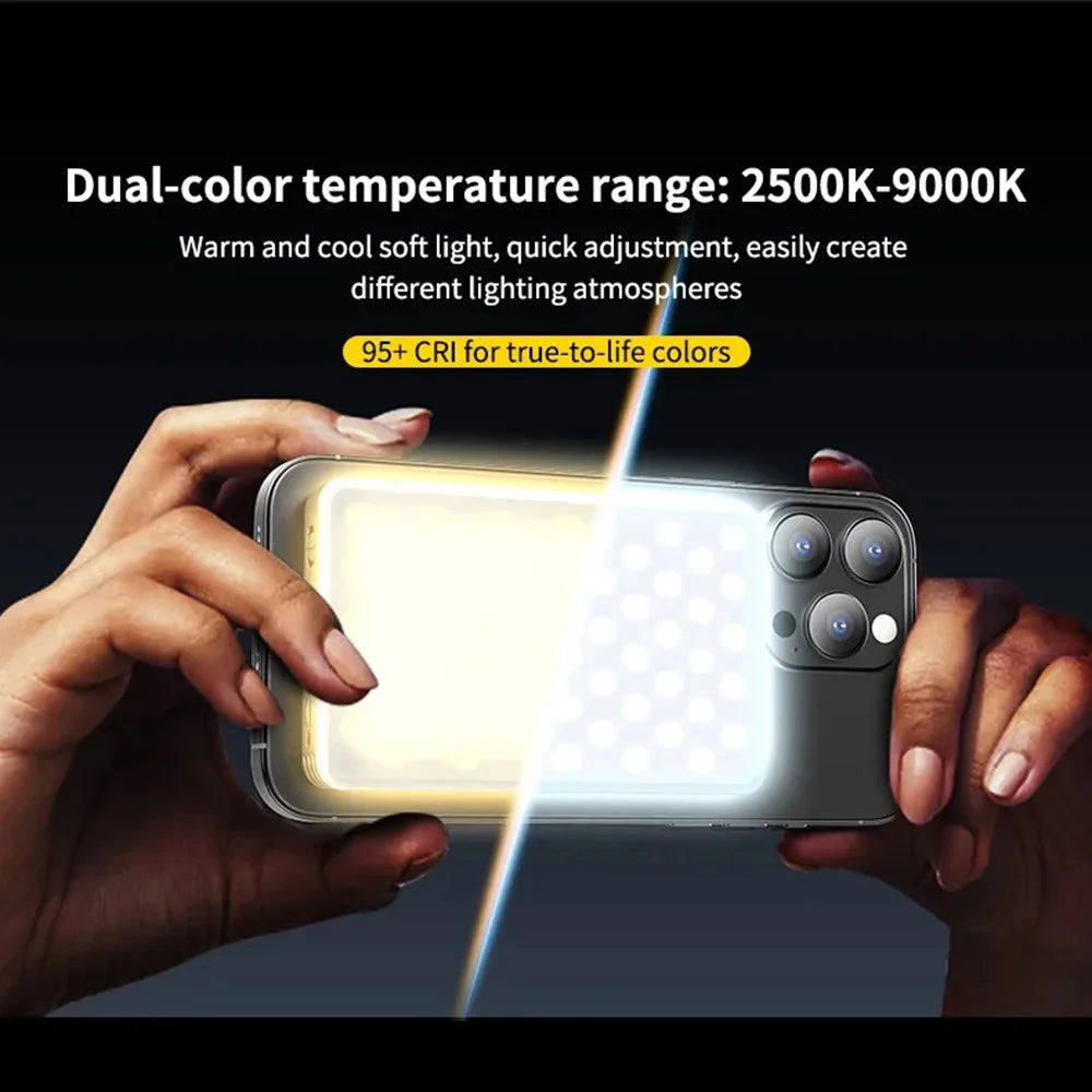 JMARY FM-168R Magnetic Phone Fill Light Dual Color Temperature 160 LED Beads Portable Video Light - Black - 5