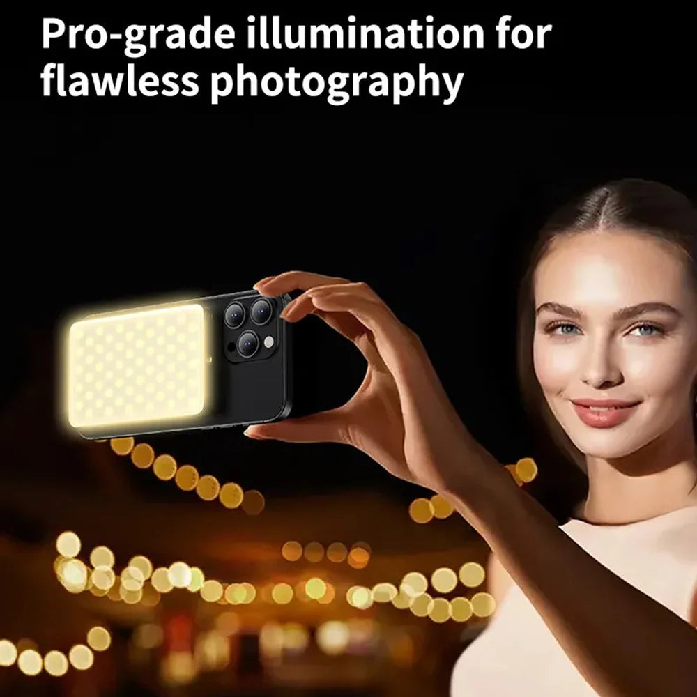 JMARY FM-168R Magnetic Phone Fill Light Dual Color Temperature 160 LED Beads Portable Video Light - Black - 6