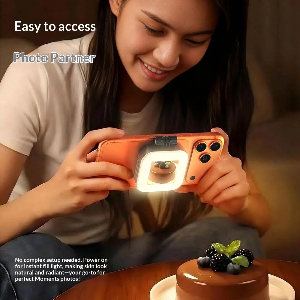 L18 Portable Magnetic Phone Fill Light 3 Color Temperature RGB Mode Adjustable Lighting for Selfie / Makeup / Live Streaming - Black - 2