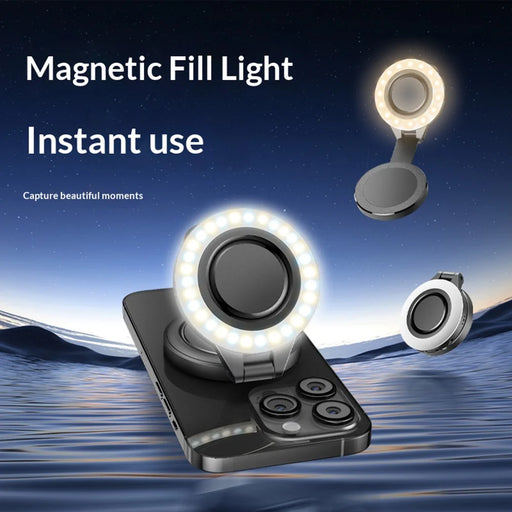 D13 Foldable Magnetic Phone Light 180 Degree Rotating Dimmable 30-LED Fill Light for Photography Live Streaming - 2