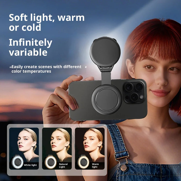 D13 Foldable Magnetic Phone Light 180 Degree Rotating Dimmable 30-LED Fill Light for Photography Live Streaming - 4