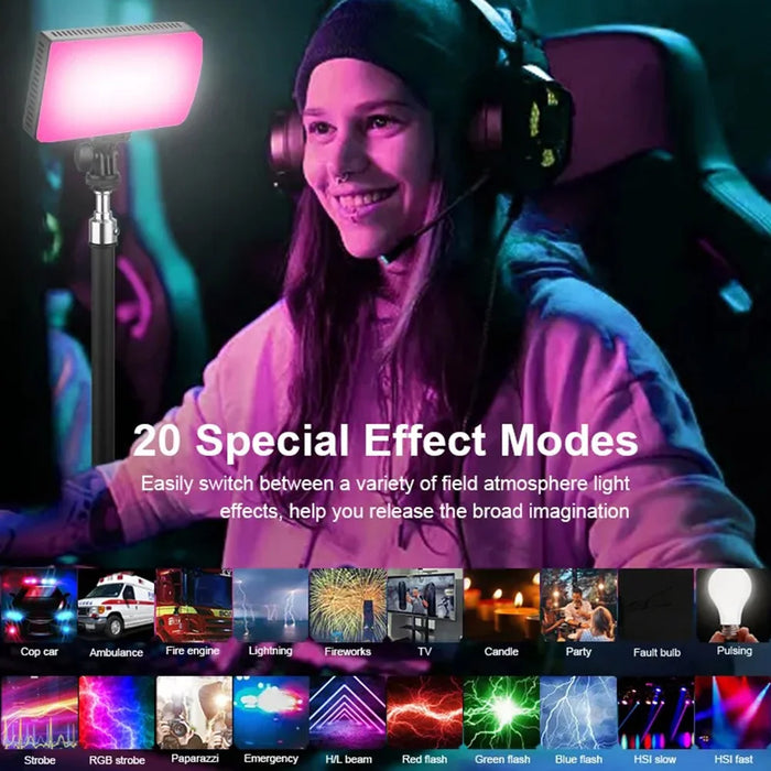 JMARY FM-180RGB RGB LED Video Light 20W 3300mAh Rechargeable Fill Light with Magnetic Diffuser for Photography DSLR Camera - 4