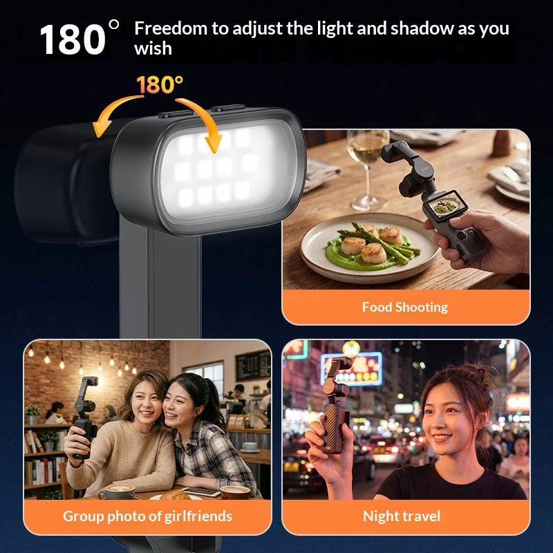 VRIG FD-10 For DJI Osmo Pocket 4 Magnetic LED Fill Light 3-Level Adjustable Action Camera Gimbal Lamp - A0347-FD/10 - 6